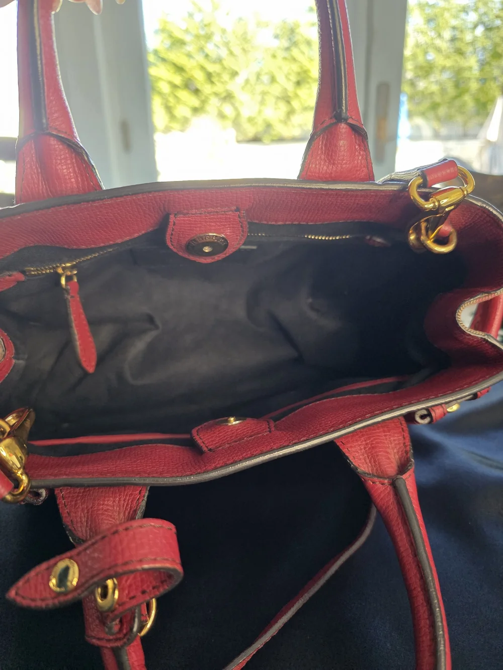 Burberry Burgundy Pebbled Leather Top-Handle Satchel - Picture 8 of 16